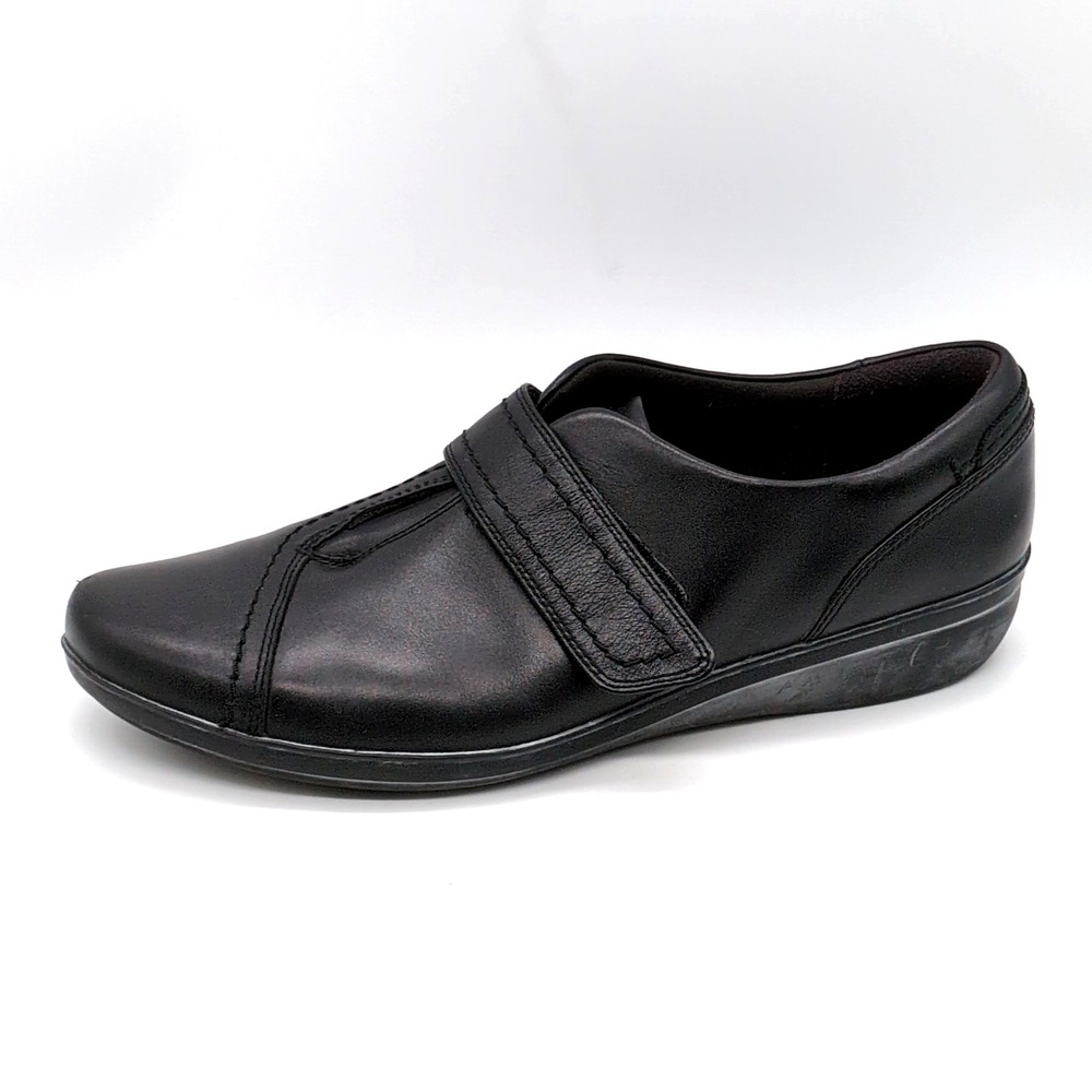 Clarks Shoes Womens Everlay Dixie Black 10 Leather Loafers Walking Hook Loop